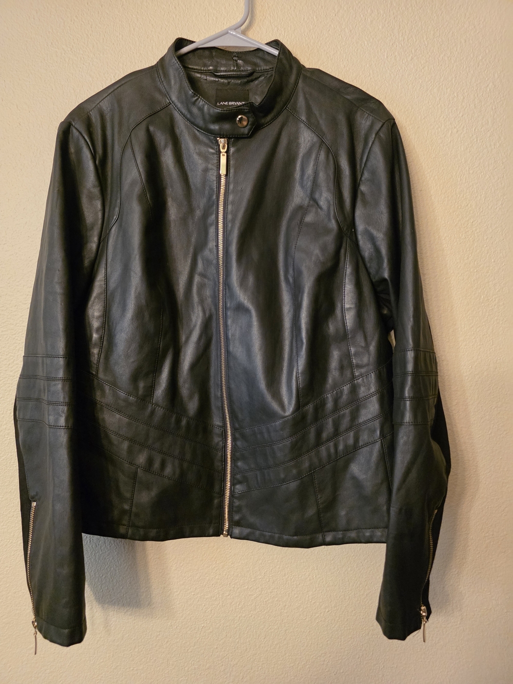 Lane Bryant Black Leather Bomber Jacket